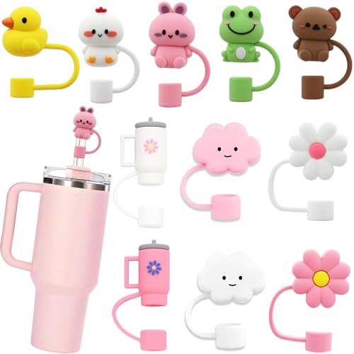 Modern LDKEDKF 11Pcs Straw Cover for Cup, Silicone Straw Topper for Daily Use