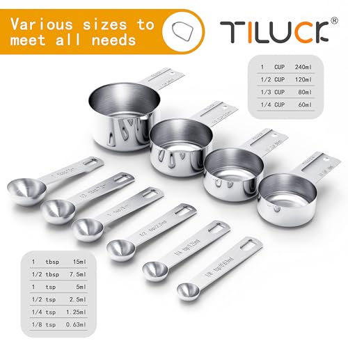 Modern TILUCK Stainless Steel Measuring Cups & Spoons Kit