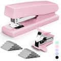 upgraded Pink Office Stapler, 25 Sheet Capacity with 2000 Staples and Set