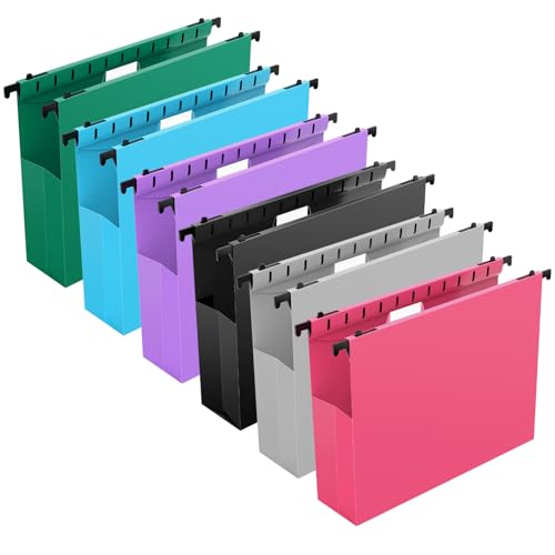Minimalist Extra Capacity Plastic Hanging File Folders,12 Pack Essentials
