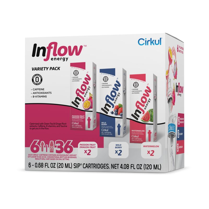 Vitamin-Infused Inflow Energy 6-Pack Variety Pack VCUW - Sugar-Free Fruit Flavor Cartridge Refill - Default Title
