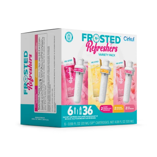 Vitamin-Infused Frosted Refreshers 6-Pack Variety Pack 1367 - Sugar-Free Fruit Flavor Cartridge Refill Detail