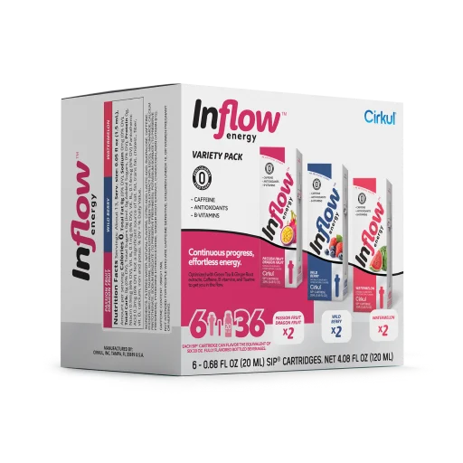 Vitamin-Infused Inflow Energy 6-Pack Variety Pack VCUW - Sugar-Free Fruit Flavor Cartridge Refill Detail